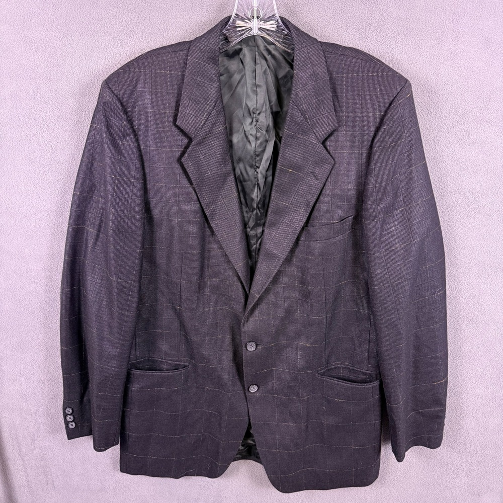 VTG Yves Saint Laurent Blazer Mens 42 Windowpane Wool Sport Coat France Academia